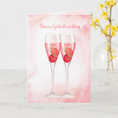 Roze champagne| Galentinedag Kaart (Gele Bloem)