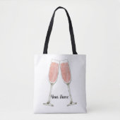 Roze Champagne Gepersonaliseerd Tote Bag (Voorkant)