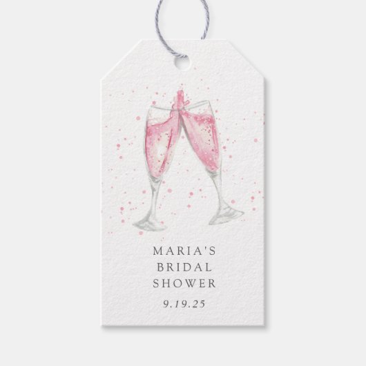 Roze champagne Gepersonaliseerd Vrijgezellenfeest  Cadeaulabel (Voorkant)