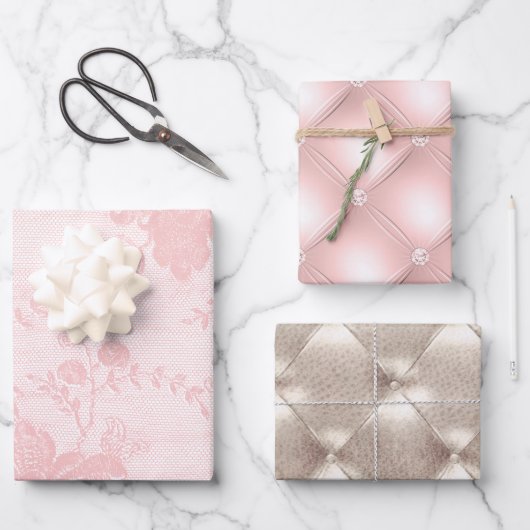 Roze Champagne Glam Inpakpapier Vel (Voorkant)