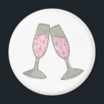 Roze champagne Glass Cheers Weddenschap Magnet<br><div class="desc">Voorziet een originele illustratie van een bril van bubbly roze champagne. Ideaal voor bruiloften en verlovingen!</div>