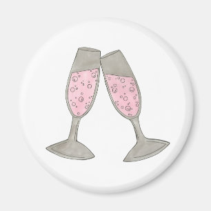 Roze champagne Glass Cheers Weddenschap Magnet