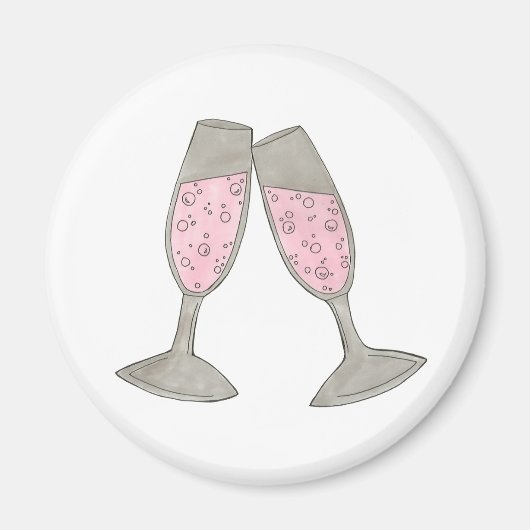 Roze champagne Glass Cheers Weddenschap Magnet (Voorkant)