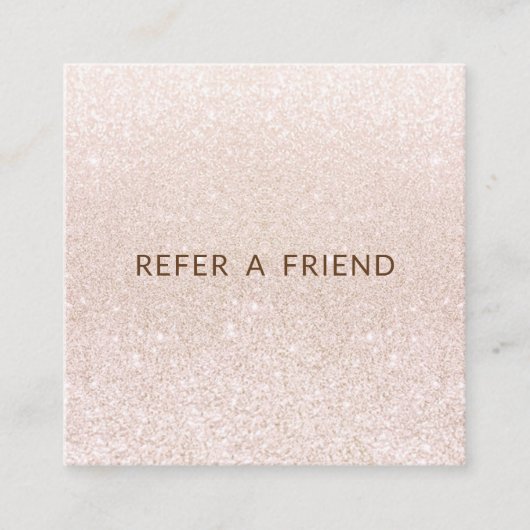 Roze Champagne Glitter Salon Customer Reference Aanbevelingskaartje (Voorkant)