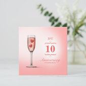 Roze Champagne - Huwelijksjubileum uitnodiging (Staand voorkant)