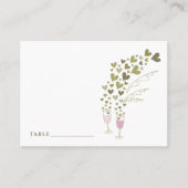 Roze champagne-kasten en gouden harten tijdens het plaatskaartje (Voorkant)