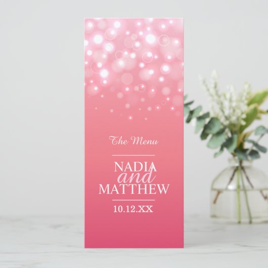 Roze champagne menu met vier lessen (Staand voorkant)