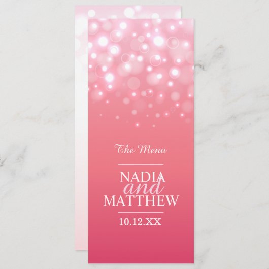 Roze champagne menu met vier lessen (Voorkant / Achterkant)