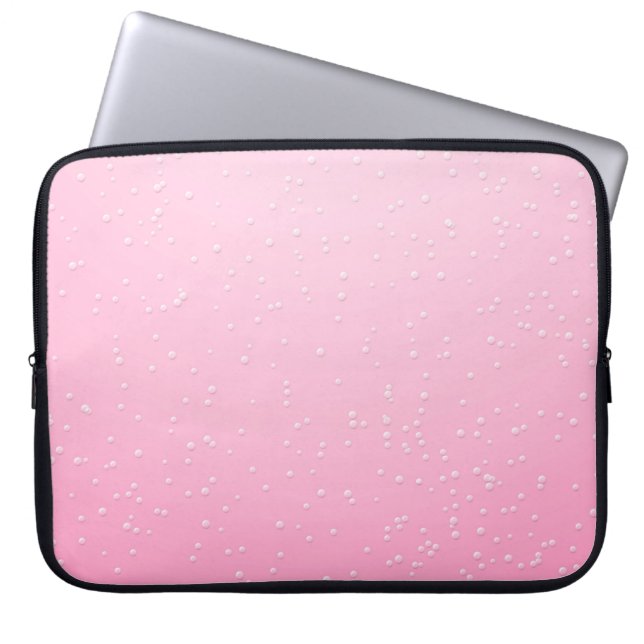 Roze champagne met kleine belletjes achtergrondkun laptop sleeve (Voorkant)