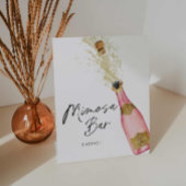 Roze Champagne Mimosa Bar Vrijgezellenfeest Reclamebord Met Voetstuk