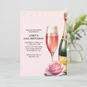 Roze Champagne Mimosa Party Kaart (Staand voorkant)