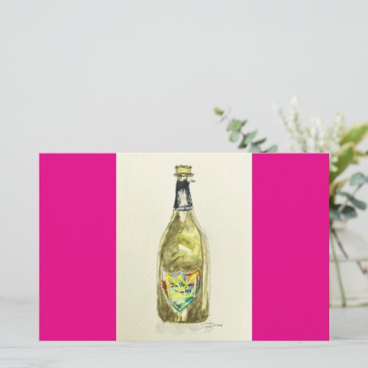 Roze Champagne Notecard Briefpapier (Staand voorkant)