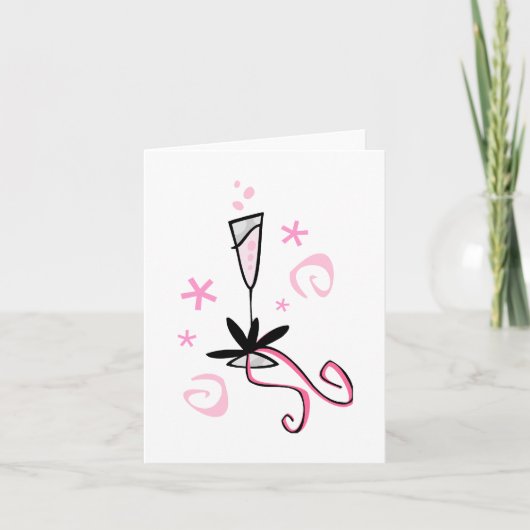 Roze Champagne Notecard Kaart (Voorkant)