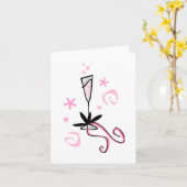 Roze Champagne Notecard Kaart (Gele Bloem)