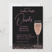 Roze Champagne op Black Ladies Night Drinken Kaart (Voorkant)