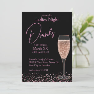 Roze Champagne op Black Ladies Night Drinken Kaart