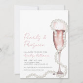 Roze Champagne Parels & Prosecco Vrijgezellenfeest Kaart (Voorkant)