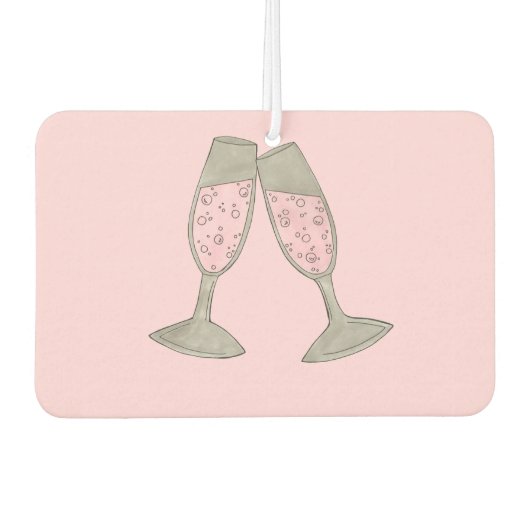 Roze Champagne Personalized Wedding Vrijgezellenfe Luchtverfrisser (Voorkant)