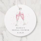 Roze Champagne Persoonlijke Bruidsdouche Bedankjes Labels (Voorkant)