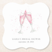 Roze Champagne Persoonlijke Bruidsdouche Kartonnen Onderzetters (Voorkant)