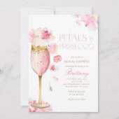 Roze Champagne Petals Bruids Douche Uitnodiging (Voorkant)