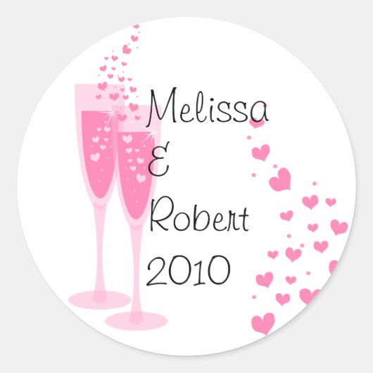 Roze Champagne! Ronde Sticker (Voorkant)