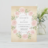 Roze Champagne Roos Bruiloft Kaart (Staand voorkant)