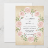 Roze Champagne Roos Bruiloft Kaart (Voorkant / Achterkant)