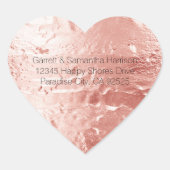 Roze Champagne Roos Glam Bruiloft Hart Sticker (Voorkant)