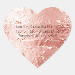 Roze Champagne Roos Glam Bruiloft Hart Sticker