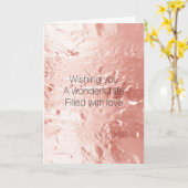 Roze Champagne Roos Glam Bruiloft Kaart (Gele Bloem)