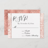 Roze Champagne Roos Glam Sparkle RSVP Informatiekaartje (Voorkant / Achterkant)