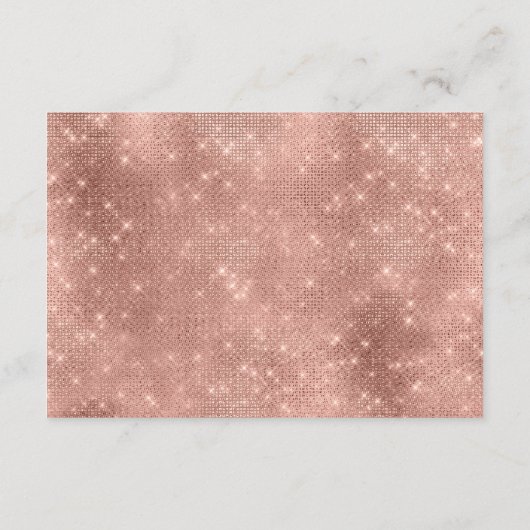 Roze Champagne Roos Glam Sparkle RSVP Informatiekaartje (Achterkant)
