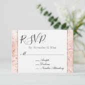 Roze Champagne Roos Glam Sprankel RSVP Informatiekaartje (Staand voorkant)
