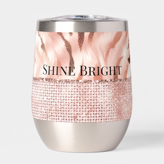 Roze Champagne Roos Glam Zebra (Voorkant)