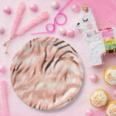 Roze Champagne Roos Glam Zebra Papieren Bordje (Feest)
