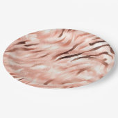 Roze Champagne Roos Glam Zebra Papieren Bordje (Gekanteld)