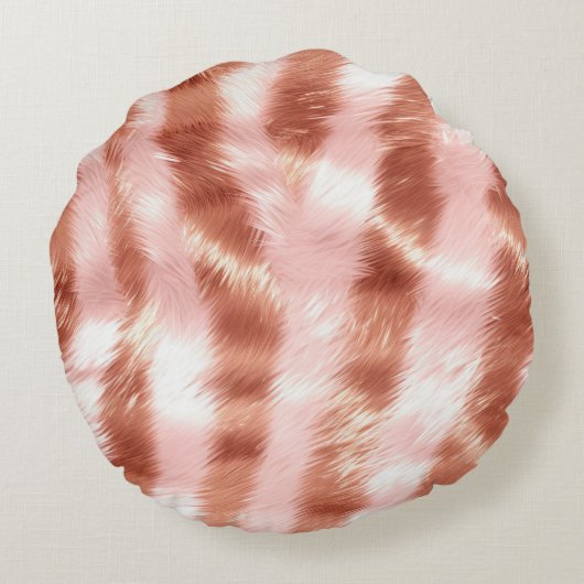 Roze Champagne Roos Glam Zebra Rond Kussen (Achterkant)