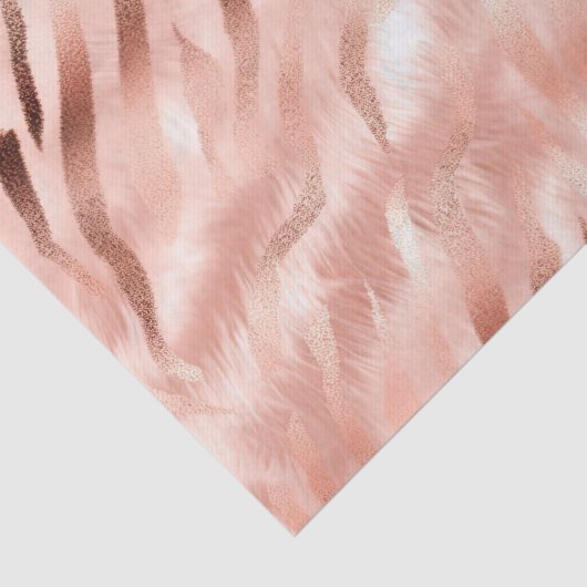 Roze Champagne Roos Glam Zebra Tissuepapier (Detail)