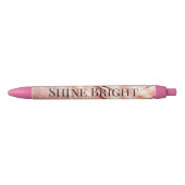 Roze Champagne Roos Glam Zebra Zwarte Inkt Pen (Voorkant)