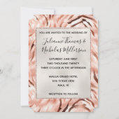 Roze Champagne Roos Parel Glam Zebra Bruiloft Kaart (Voorkant)