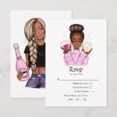 Roze Champagne RSVP Kaartje (Voorkant / Achterkant)