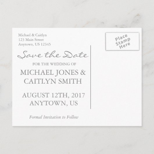 Roze Champagne Save the Date Trouw Bruid Bruidegom Aankondigingskaart (Achterkant)