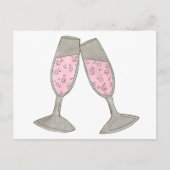 Roze Champagne Save the Date Trouw Bruid Bruidegom Aankondigingskaart (Voorkant)