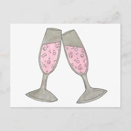 Roze Champagne Save the Date Trouw Bruid Bruidegom Aankondigingskaart (Voorkant)