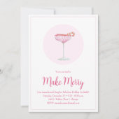 Roze Champagne Snoep Can Holiday Party Kaart (Voorkant)