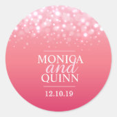 Roze champagne sparkle bubbels bruiloft sticker (Voorkant)