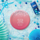 Roze champagne sparkle bubble custom papier bord (Feest)