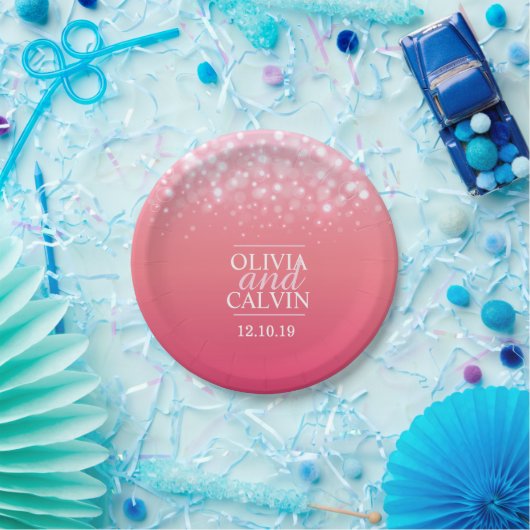 Roze champagne sparkle bubble custom papier bord (Feest)