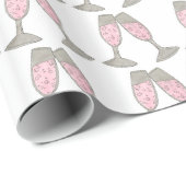 Roze Champagne Toast Cheers Bubbly Vieren Cadeaupapier (Rol Hoek)